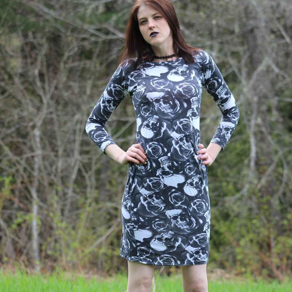 skull long sleeve dress